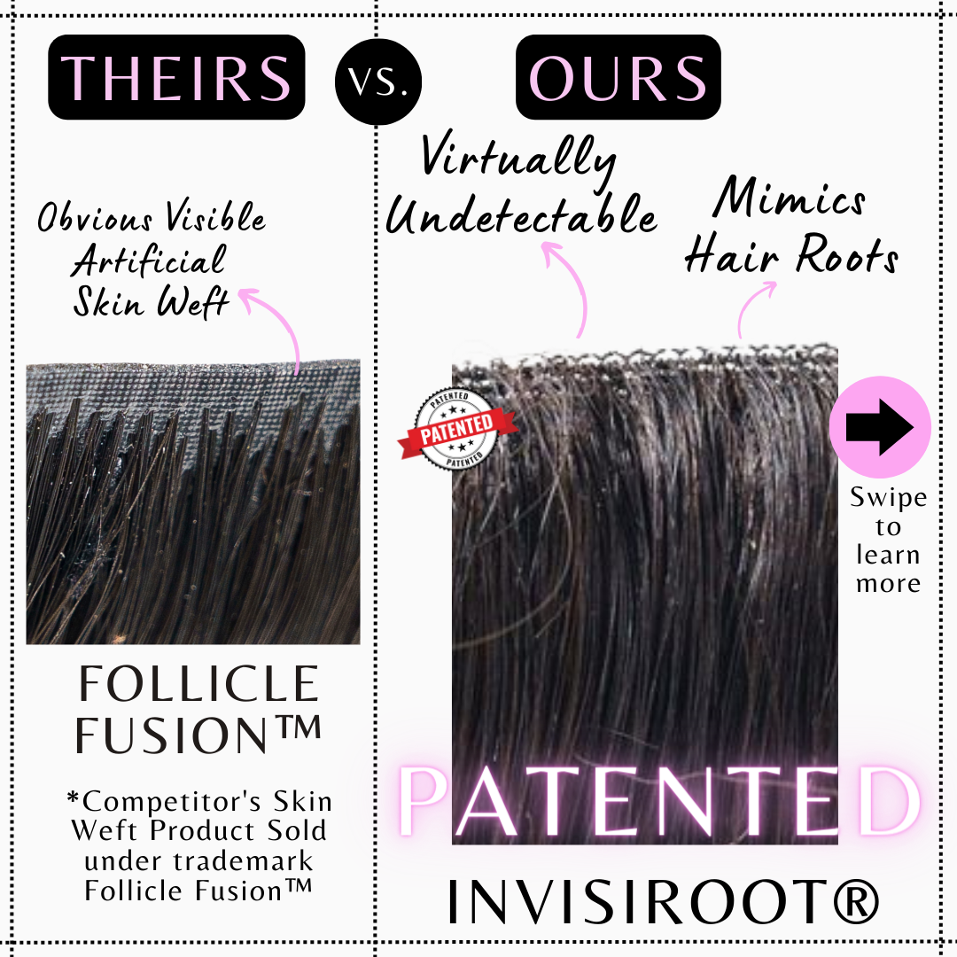 Upgrade from competitor's Follicle Fusion™ Clip-ins to our Patented InVisiRoot® Clip-ins. Experience True Undetectable Results: This is Dark Roots Blonde Cambodian Silky Straight texture InVisiRoot® Clip-ins