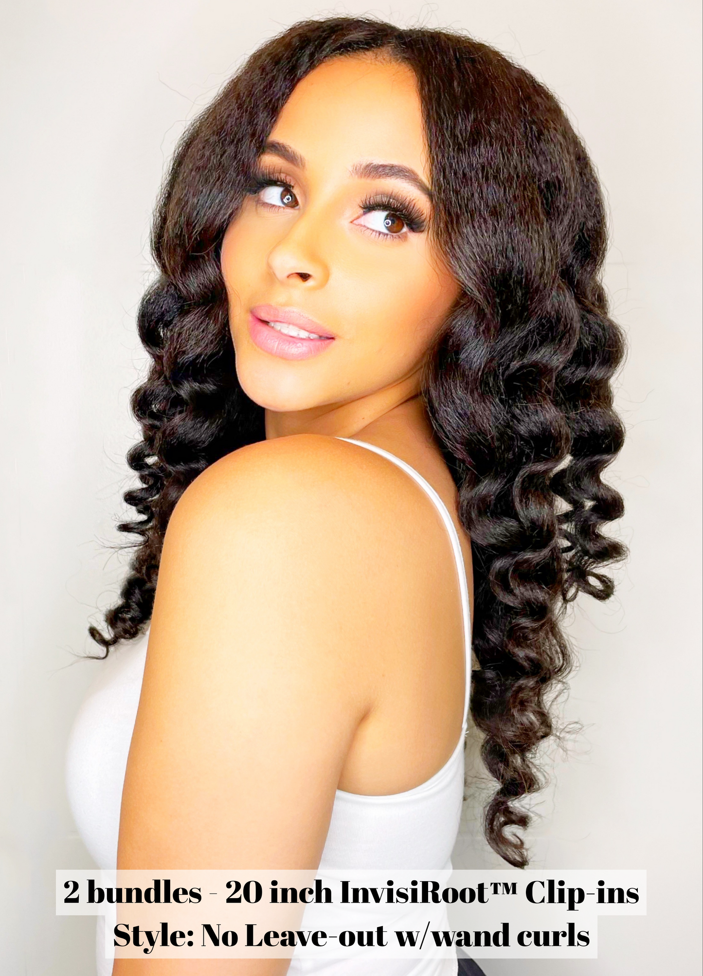 Upgrade from competitor's Follicle Fusion™ Clip-ins to our Patented InVisiRoot® Clip-ins. Experience True Undetectable Results: This is Jada Cambodian Kinky Straight texture InVisiRoot® Clip-ins