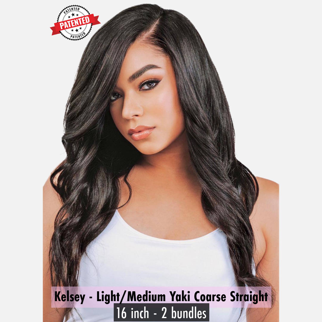 2 Clip-in Bundle: Kelsey Cambodian Light/Medium Yaki Coarse - InVisiRoot® Clip-in