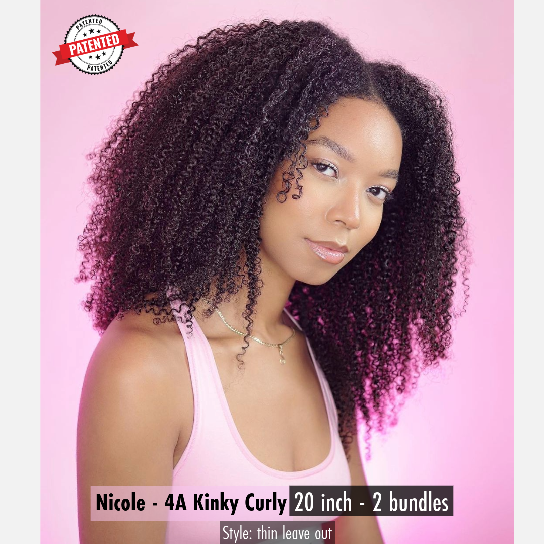 Nicole Burmese 4A Kinky Curly -  InVisiRoot® Clip-ins (AKA TrueRoot™ Clip-ins)