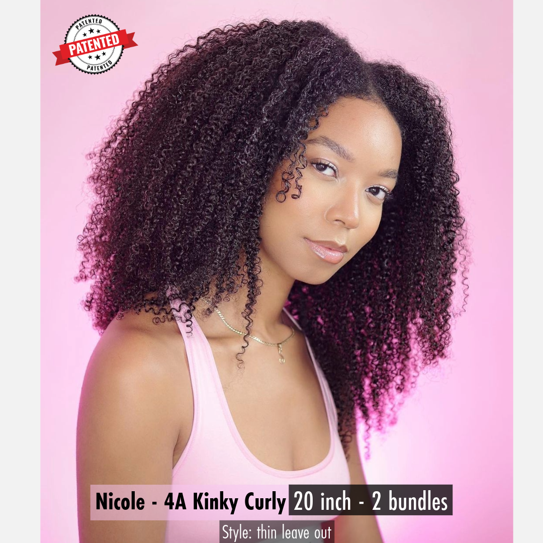 2 Clip-in Bundle: Nicole Burmese 4A Kinky Curly - InVisiRoot® Clip-in