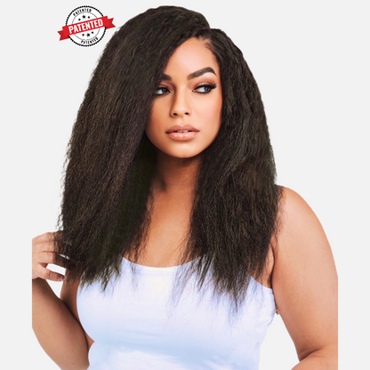 Upgrade from competitor's Follicle Fusion™ Clip-ins to our Patented InVisiRoot® Clip-ins. Experience True Undetectable Results: This is Jada Kinky Straight texture InVisiRoot® Clip-ins