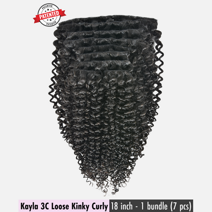 Kayla 3C Burmese Loose Kinky Curly -  InVisiRoot® Clip-ins (AKA TrueRoot™ Clip-ins)