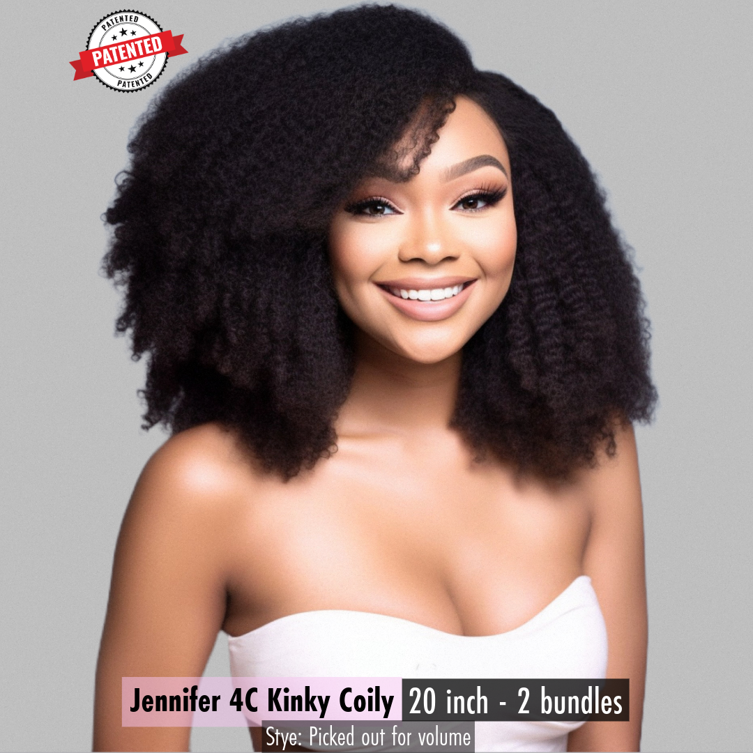 Jennifer 4c Burmese Kinky Coily - InVisiRoot® Clip-ins (AKA TrueRoot™ Clip-ins)