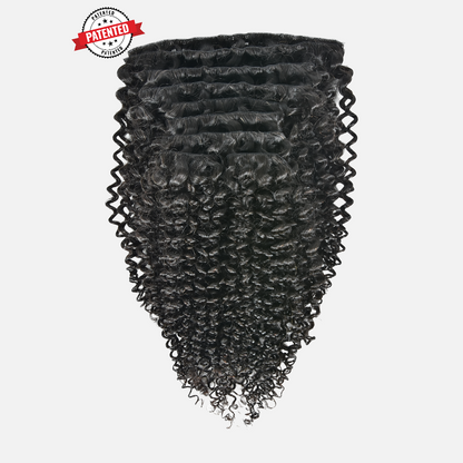 Upgrade from competitor's Follicle Fusion™ Clip-ins to our Patented InVisiRoot® Clip-ins. Experience True Undetectable Results: This is Kayla 3C Burmese Loose Kinky Curly texture  InVisiRoot® Clip-ins