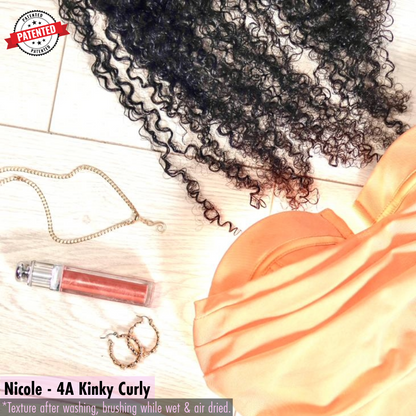 Nicole - 4a - Virgin Burmese  Hair - Kinky Curly - InVisiRoot® Thin-Part Wig™️