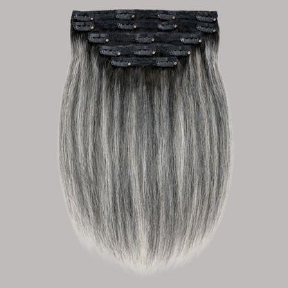 Salt & Pepper Yaki Silk Pressed -  InVisiRoot® Clip-ins (AKA TrueRoot™ Clip-ins) (Copy)